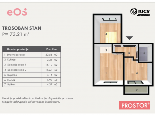 Functional two bedroom apartment with balcony, in a quiet neighborhood Vrtovi Sunca, in municipality Center, Sarajevo. VR