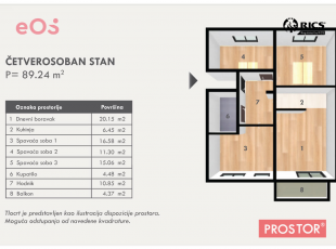 Functional three bedroom apartment with balcony, in a quiet neighborhood Vrtovi Sunca, in municipality Center, Sarajevo. VR