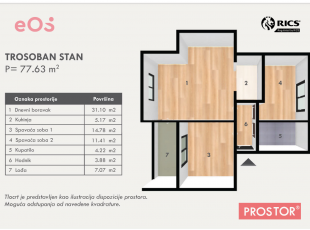 Comfortable two-bedroom apartment of 77.63sqm in a quiet part of Sarajevo, Municipality of Centar