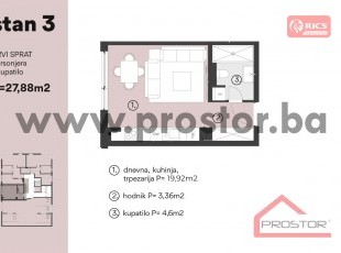 NEW BUILDING CITY LIFE, SKENDERIJAI! Small studio apartment of 27.88sq.m on the first floor of a small building in a great location. ONLY ONE AVAILABLE - FOR SALE