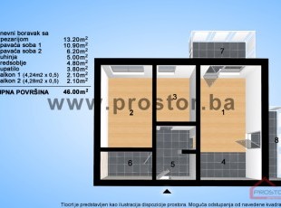 2BDR apartment, project Miljacka, Sarajevo. Price from 747 â‚¬/m2 + VAT, Sarajevo - SOLD!